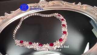 Colar de safira vermelho sangue de pombo cultivado em laboratório com joias de pedras preciosas personalizadas