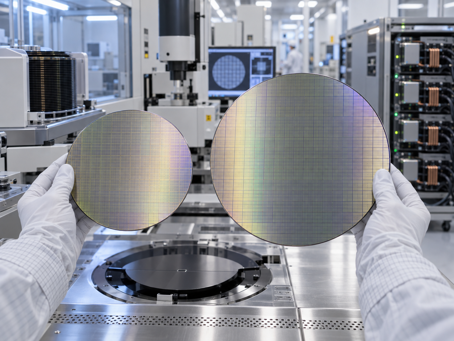 Últimos blogs da empresa sobre 200mm vs 300mm GaN-on-Silicon Wafers for AI Power Electronics: Wafer Bow, Buffer Layers, Epitaxy Uniformity, Cost and Fo