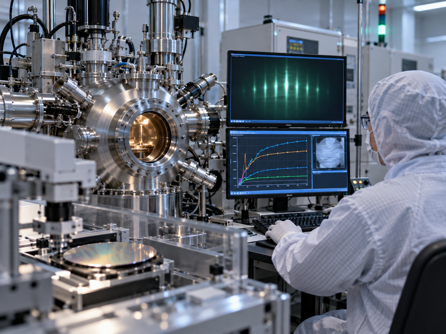 Últimos blogs da empresa sobre AI-Controlled GaN Epitaxy: How RHEED Data, MBE Process Control and Autonomous Growth Improve Epi-Wafer Uniformity and Yi